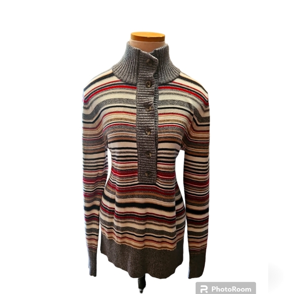 Eddie Bauer Striped high neck pullover sweater nwot - Picture 1 of 5